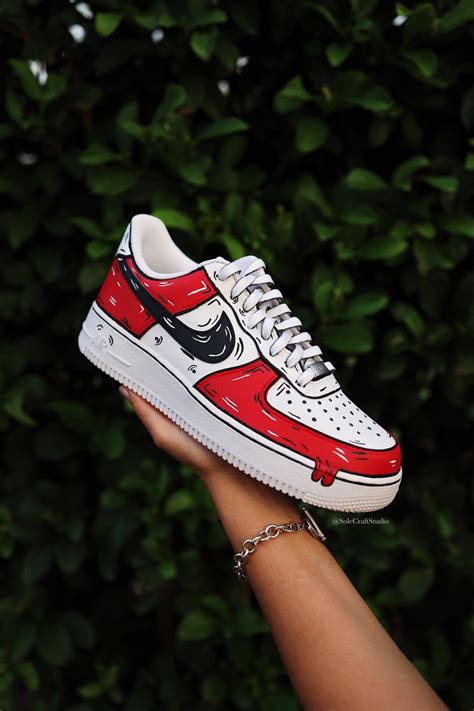 Buy Air Force 1 Custom Shoes Cartoon Drip Hand Painted AF1 Sneakers Red ...