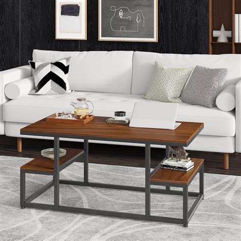 Buy Raybee Coffee Table with Wheels Wooden Center Tables for Living ...