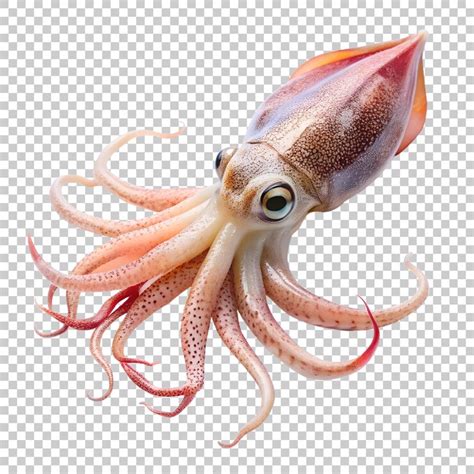 Fresh squid isolated on transparent background | Premium AI-generated PSD