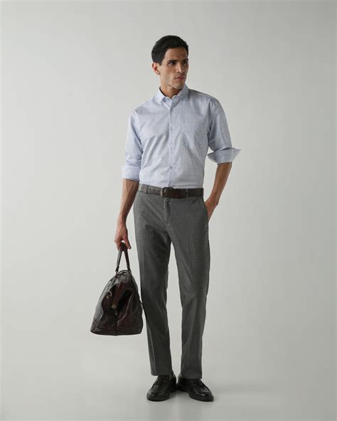 Sky Blue Pure Cotton Shirts for Men | Slim Fit Luxury Wear