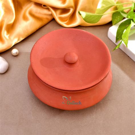 Buy Pure Source India Round With Lid Clay Dahi Handi, 1 Ltr, 1 Piece ...