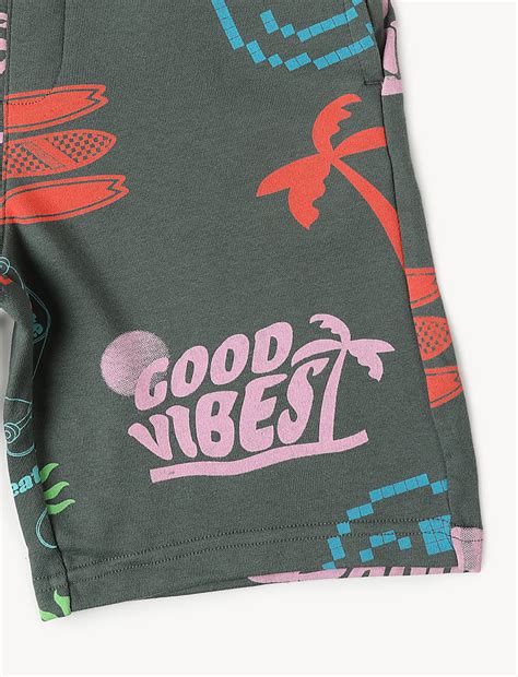 Cotton Mix Regular Fit Printed Shorts