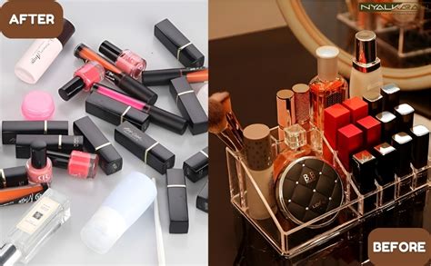 NYALKARAN Acrylic Cosmetic Organizer 16 Compartments for Makeup and ...