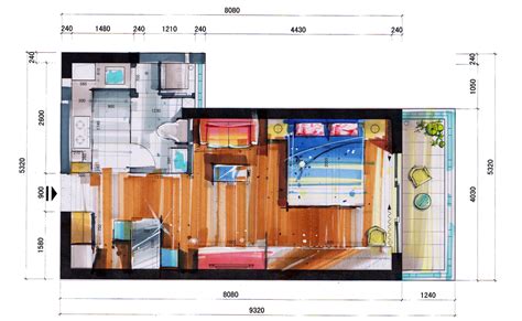 现代单身公寓平面图大全 – 设计本装修效果图