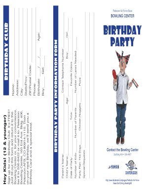 Fillable Online Birthday Party - 21 FSS - Peterson Air Force Base 21st ...