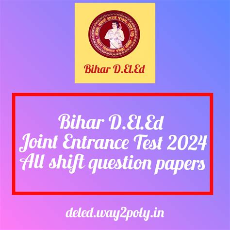 4 April 2024 1st Shift Question Paper of Bihar D.El.Ed Entrance Exam 2024