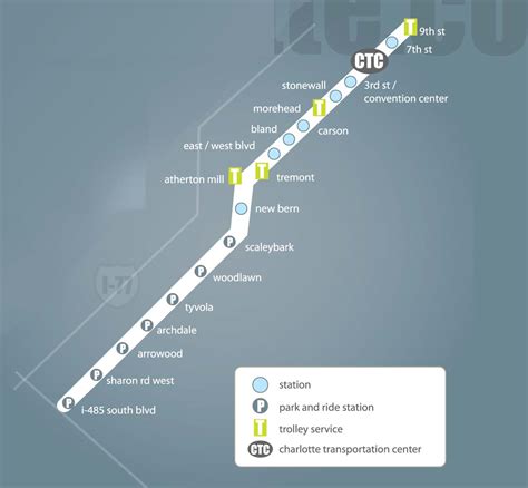 Charlotte Light Rail Map (metro) • Mapsof.net
