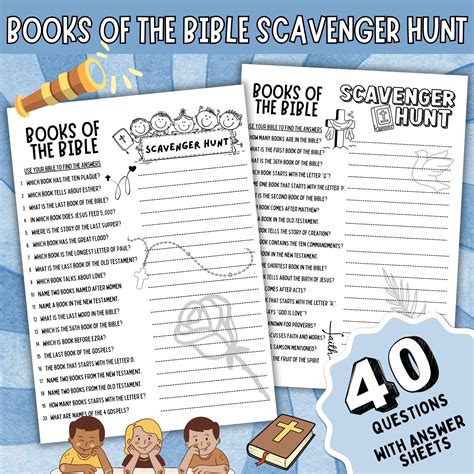 Books of the Bible Scavenger Hunt Game, Bible Game Kids & Youth ...
