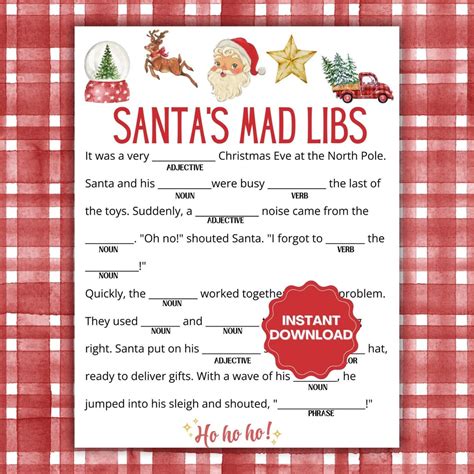 Santa Mad Libs | Christmas Party Games | Christmas Mad Libs Game | Printable Christmas Games ...
