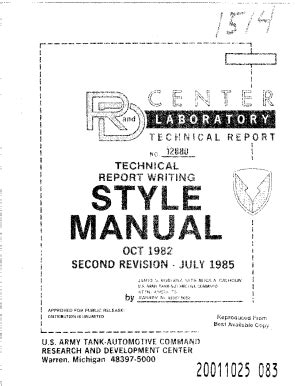 Fillable Online TACOM Technical Report Writing Style Manual. This ...