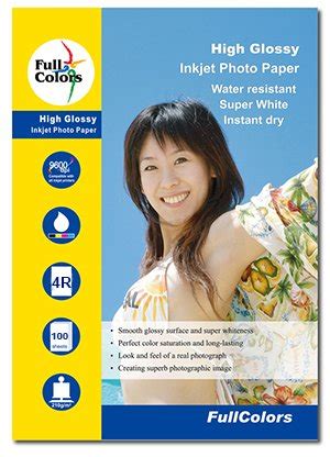 Full Colors 210gsm 4R(4X6 inch.) High Glossy Inkjet Photo Paper ...