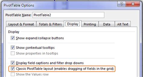 Image result for PivotTable Options