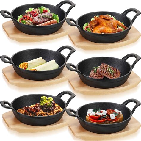 Amazon.com: KUHA Mini Cast Iron Skillets 4' (Pack of 6) - Black Non ...