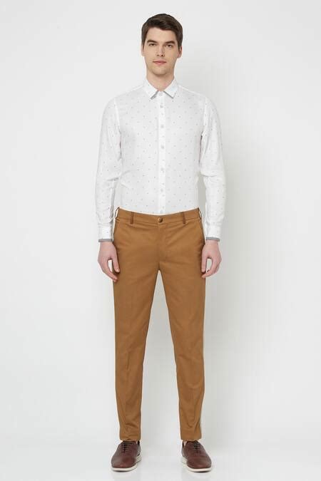 Buy Brown Cotton Twill Plain Espalier Trouser For Men by Lacquer ...