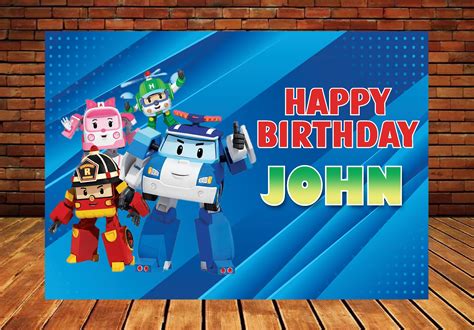 Robo Poli Theme Customized Backdrop | Party supplies online – Party ...