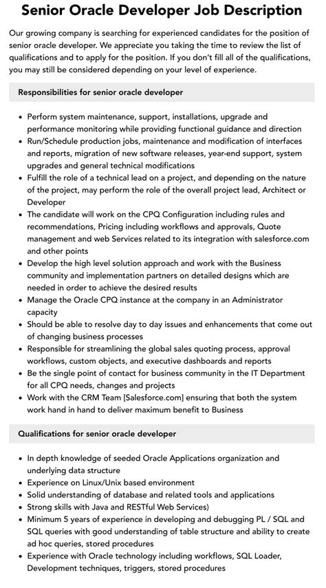 Image result for Oracle Developer Job Description