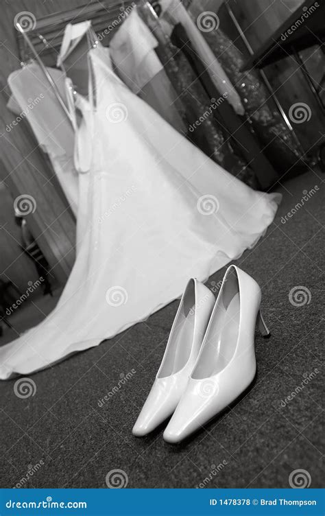 Wedding Shoes and Dress (black and White) Stock Photo - Image of maid, romance: 1478378