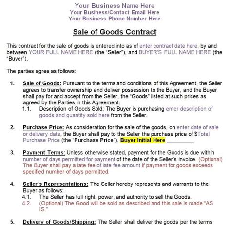 Image result for Sales Contract Sample