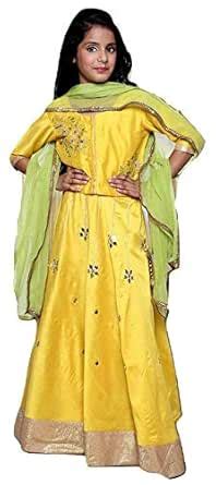 Buy GOVERDHAN Yellow Lehenga Choli With Mirror Work For Girls.(2-3 ...