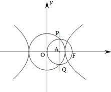 设F为双曲线C：（a>0，b>0）的右焦点，O为坐标原点，以OF为直径的圆与