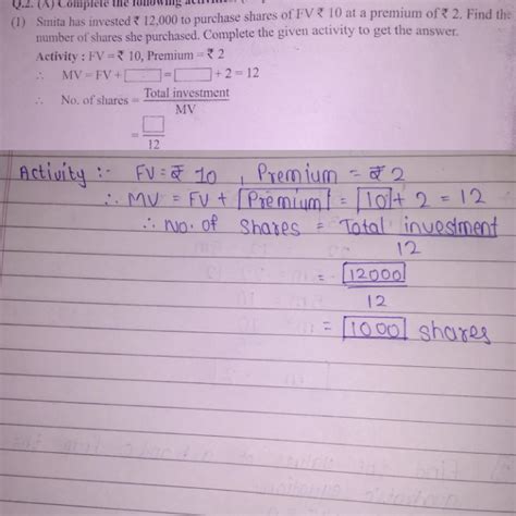 Smita has invested rupess 12,000 to purchase shares of FV rupess 10 at ...