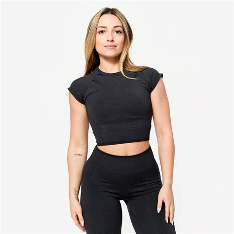 Women's Seamless Weight Training Crop Top - Black