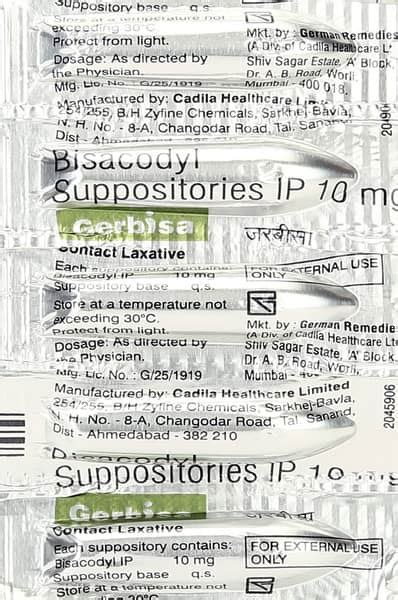 Buy Gerbisa 10 MG Rectal Suppository (5) Online & Save Up to 24% at ...