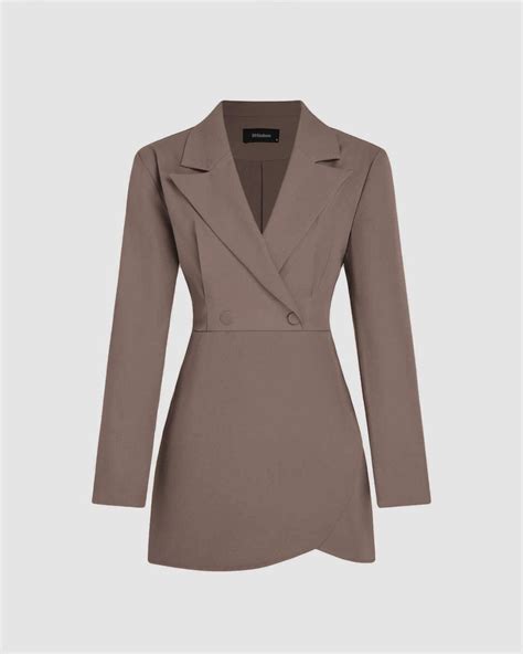Tailored Fit and Long Sleeves Blazer Mini Dress in Brown – Littlebox India