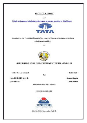 BBA Project Synopsis AND Project Report - Project Synopsis and Project ...