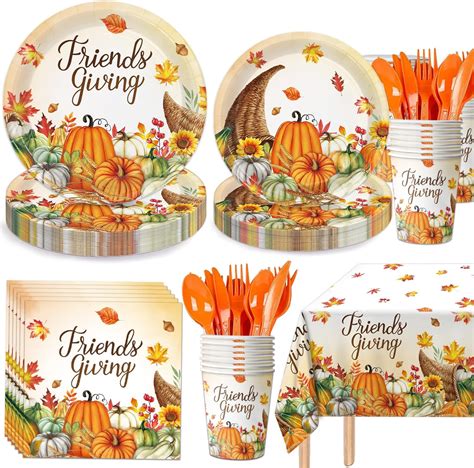 Amazon.com: 169PCS Friendsgiving Party Supplies Thanksgiving Disposable ...