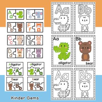 Kindergarten ABC Learning Bundle: Printable Worksheets, Flash Cards and Games