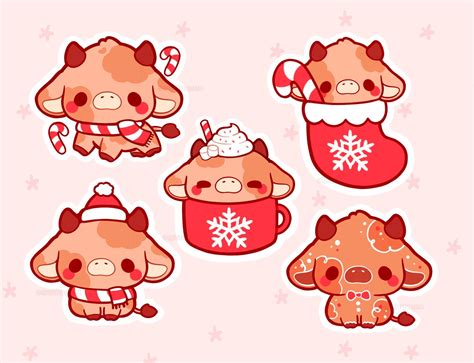 ♥Holiday Cow Sticker set ♥ ♥ This Holiday Cow sticker Set is ...