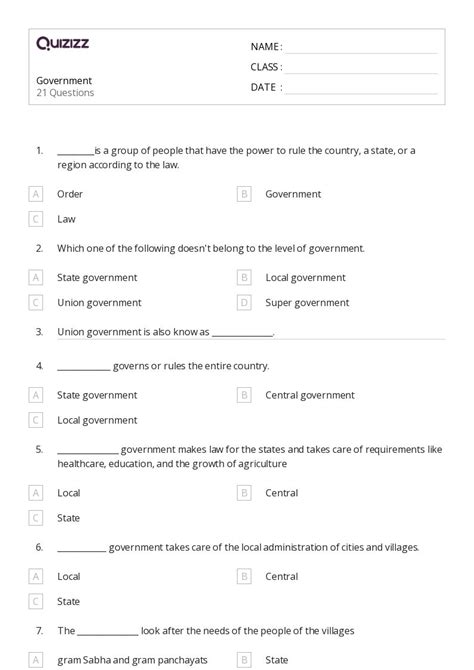50+ Civics & Government worksheets for 1st Class on Quizizz | Free ...