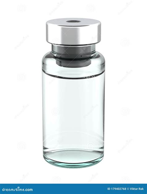 Clear Glass Medicine Vial with Solution for Injection Isolated on White ...