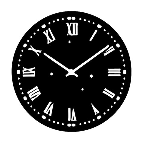 Highquality wall clock silhouette black color vector solide white ...
