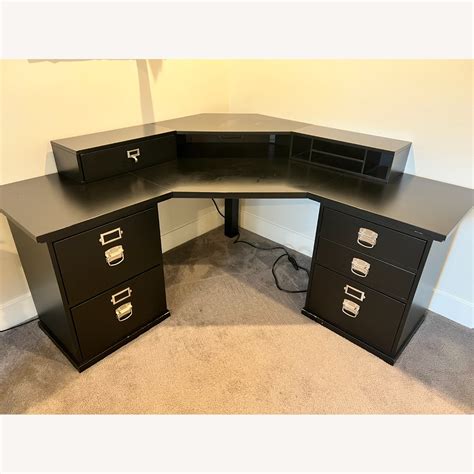 Pottery Barn Bedford Corner Desk - Black - AptDeco