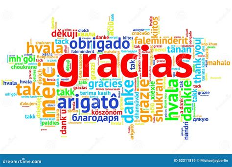 Spanish Gracias, Open Word Cloud, Thanks, on White Stock Illustration ...