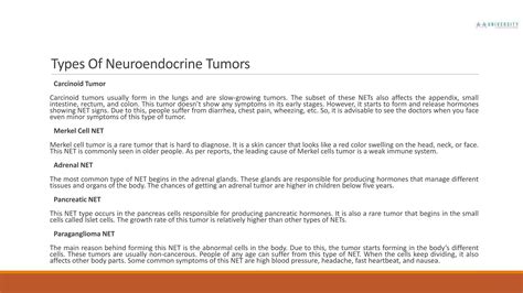 WHAT ARE NEUROENDOCRINE TUMORS (TYPES, SYMPTOMS, AND TREATMENT)? | PPTX