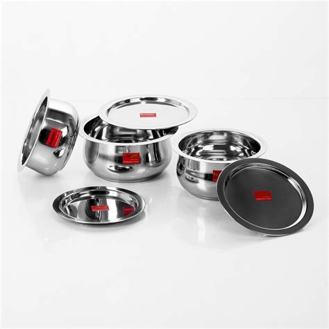 Sumeet 3 Pcs Stainless Steel Induction & Gas Stove Friendly Belly Shap ...