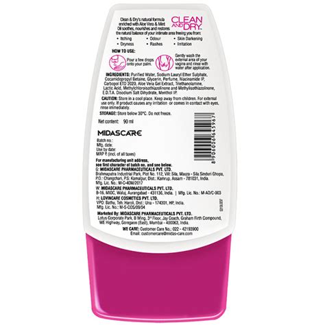 Clean & Dry Daily Intimate Wash - 90 ml – Midas Care
