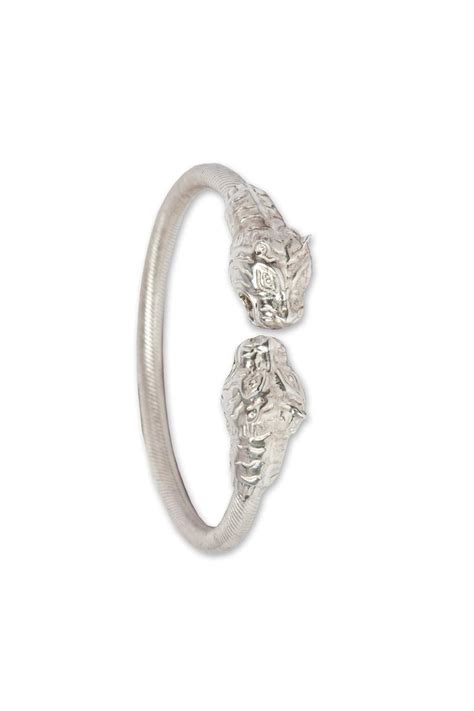 Silverwala 925 Sterling Silver Tiger Face Kada for Men (Silver ...