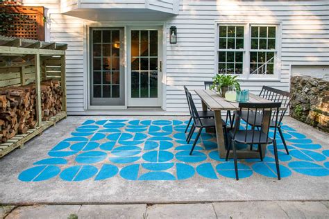 Graphic Painted Concrete Patio - At Charlotte's House