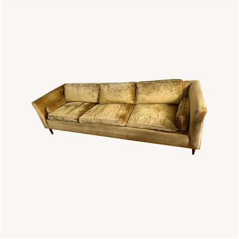 Gold Velvet Couch - 3 Seater - AptDeco