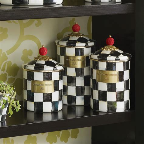 Courtly Check Small Canister | Enamel canisters, Mackenzie childs ...