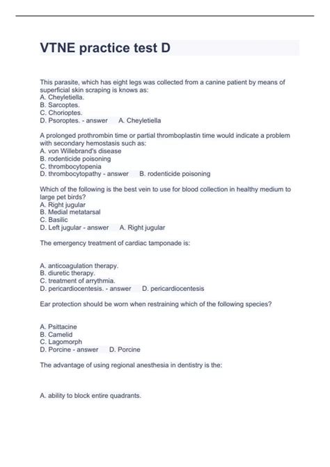 VTNE practice test D Questions and Answers 100% correct 2023 - Vtne ...