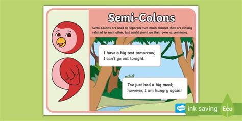 Grade 3 English Punctuation The Semi-Colon Poster (CAPS)