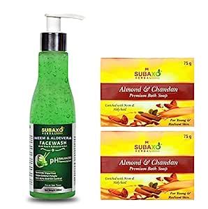 Subaxo Herbal Almond & Chandan (Sandalwood) Ayurvedic Soap (75 gm Each ...
