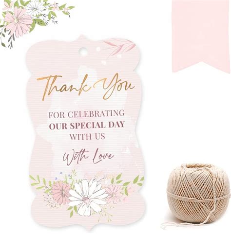 Thank You Celebrating with Us. Special Day Gift Tags. Pink Floral. 50 ...