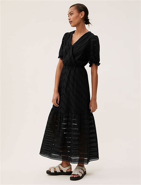 Buy Pure Cotton Broderie Midaxi Wrap Dress at Marks & Spencer