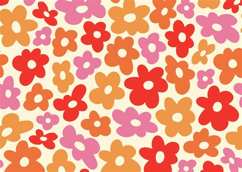 Retro Groovy Flower Prints | 70s Styled Vintage Wallpapers | Happywall
